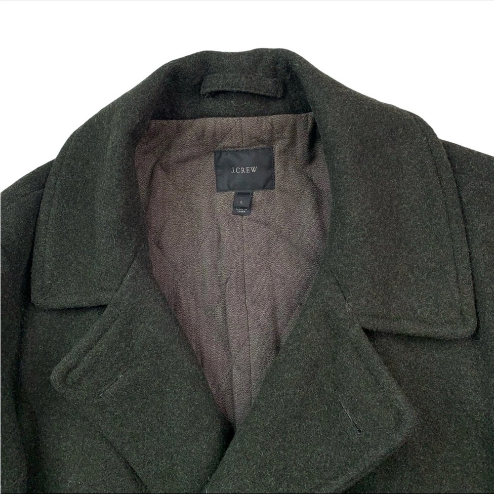 J.Crew 100% Wool Peacoat – Olive Green (L) | Classic Warm Heavyweight Coat